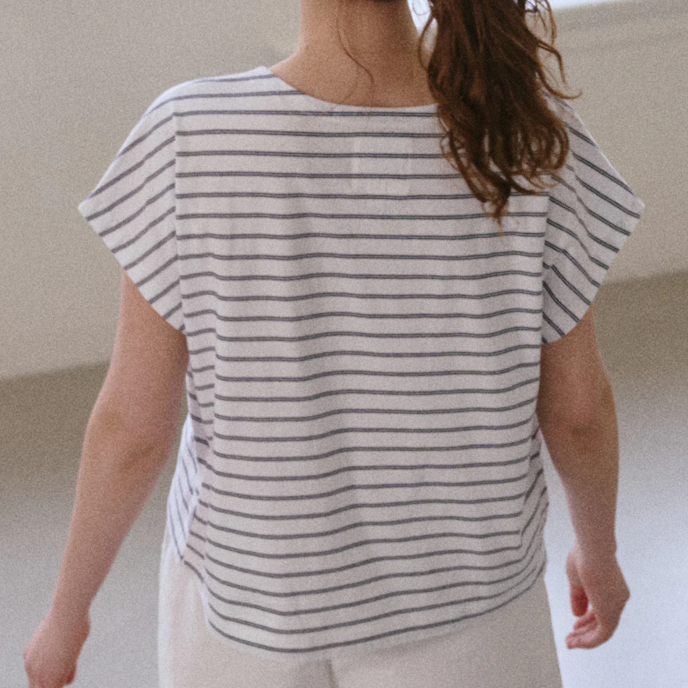 Women's Cotton Chérie Tee - White/Navy - Image 3