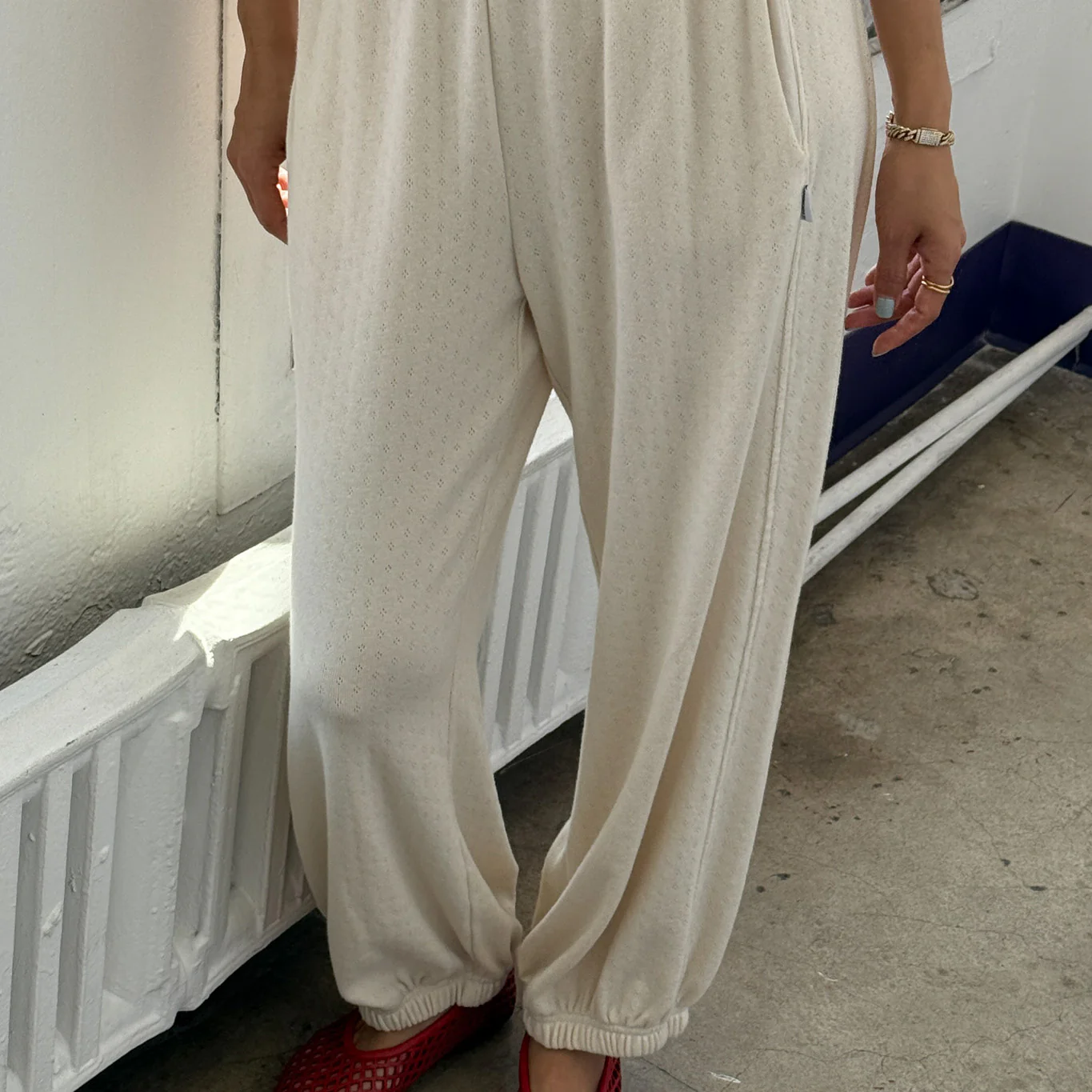 Women's Cotton Pointelle Balloon Pants - Naturel - Image 2