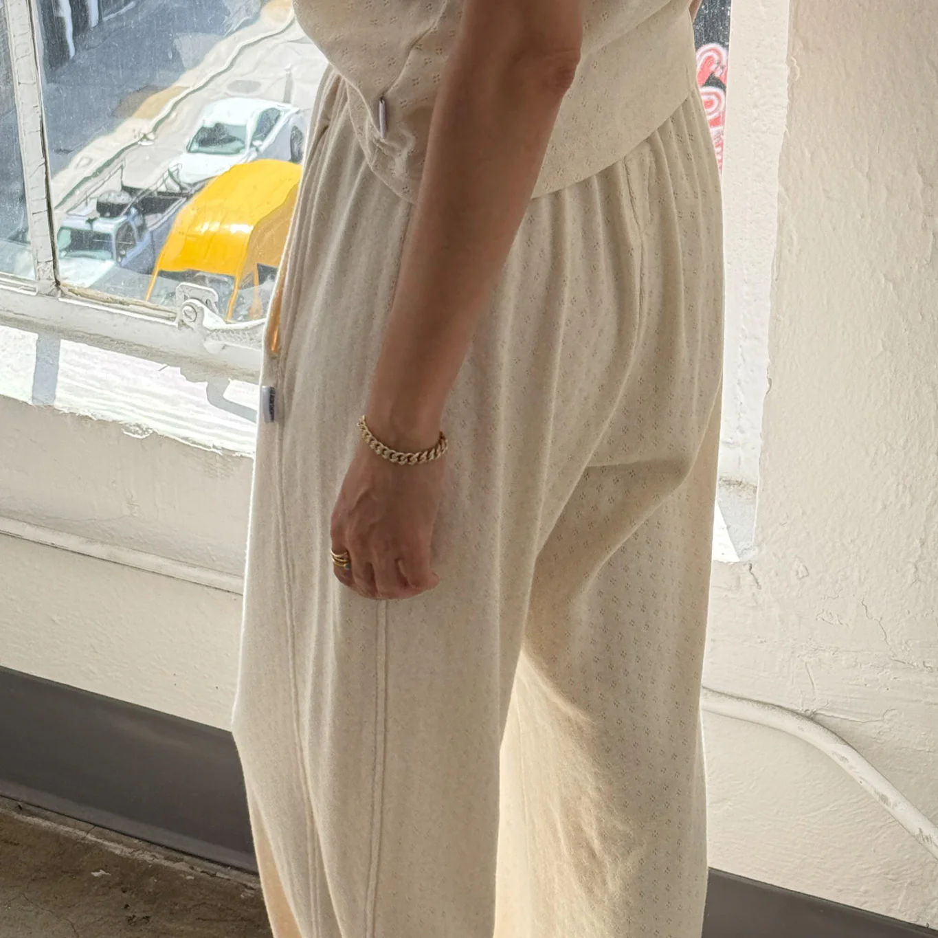 Women's Cotton Pointelle Balloon Pants - Naturel - Image 3