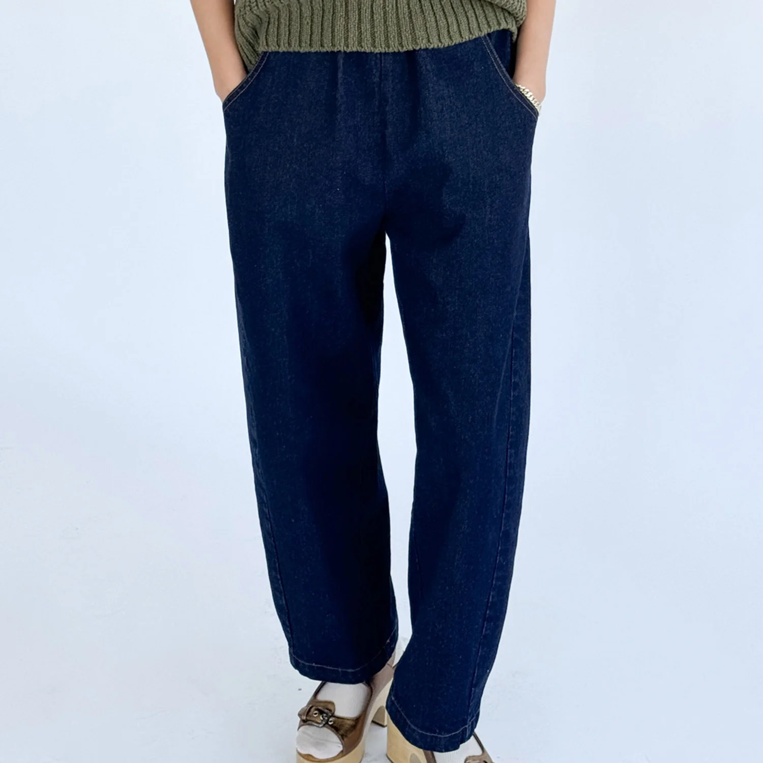 Women's Cotton Arc Pants - Raw Denim - Image 6