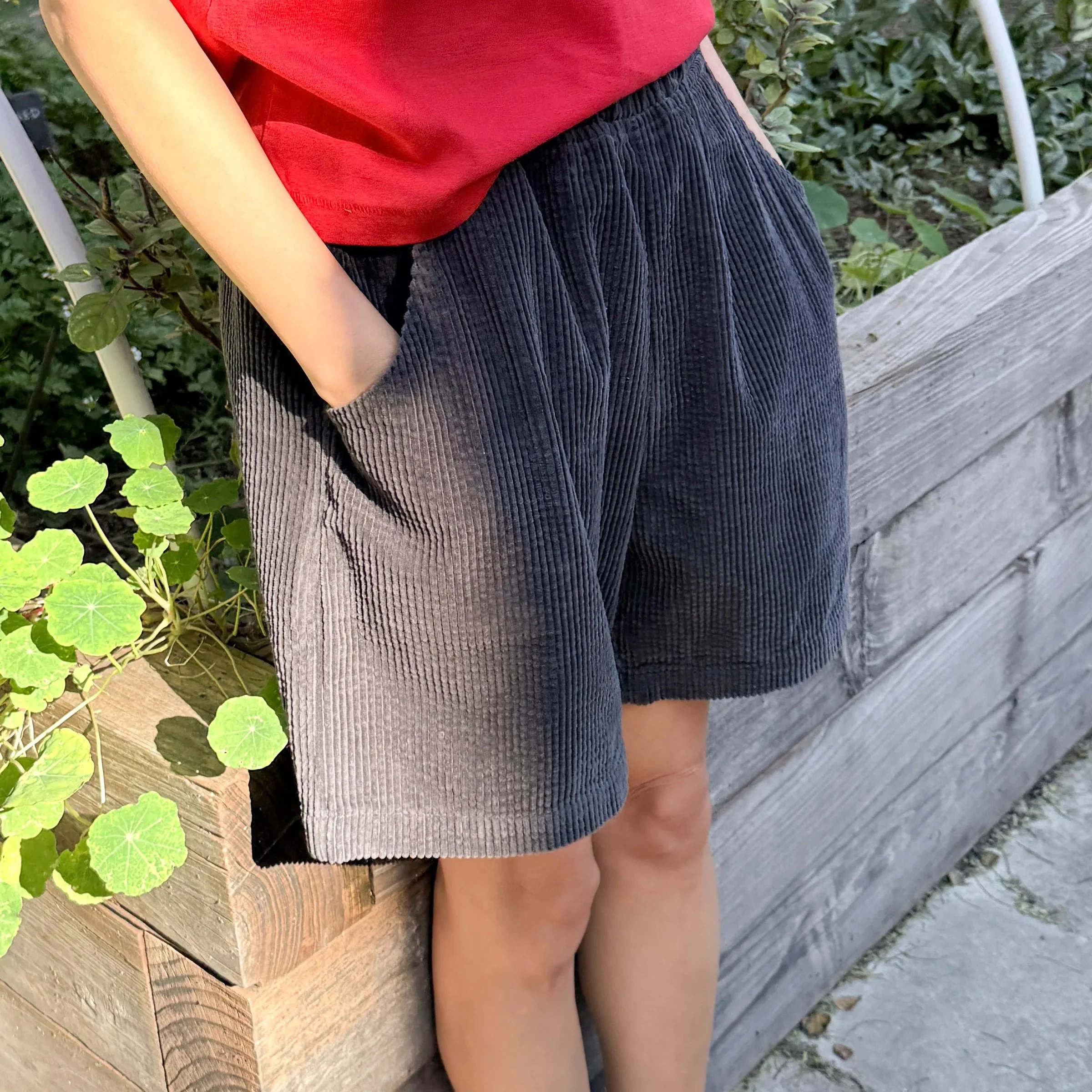 Women's Cotton Corduroy City Shorts - Charcoal - Image 3