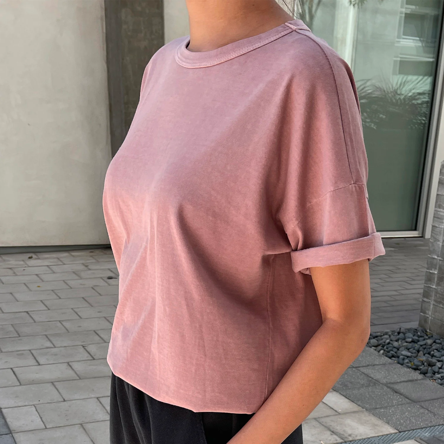 Women's Cotton Her Tee - Dried Rose - Image 3