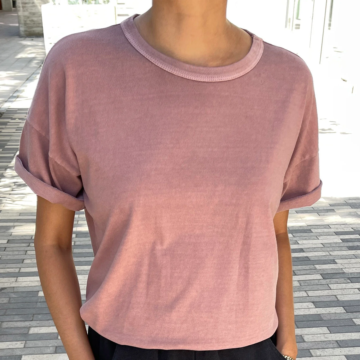 Women's Cotton Her Tee - Dried Rose - Image 7