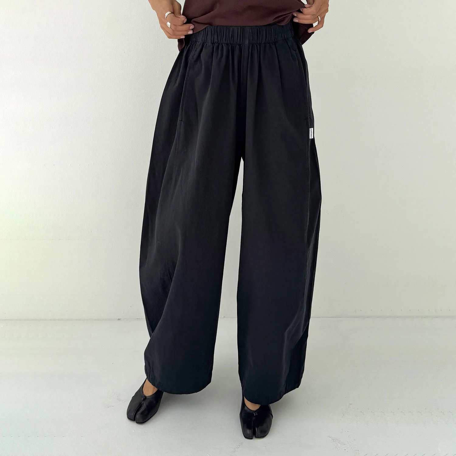 Women's Cotton Parachute Pants - Black - Image 3