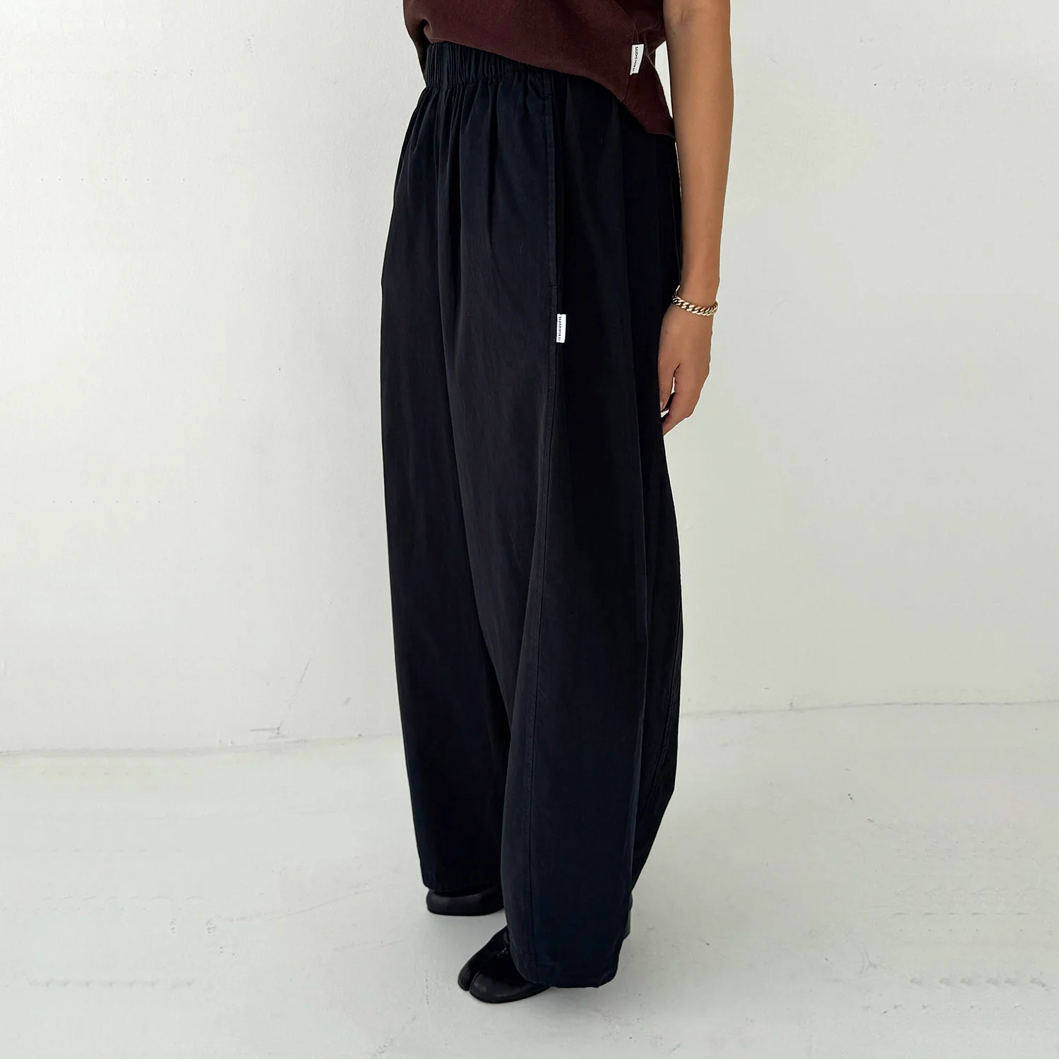 Women's Cotton Parachute Pants - Black - Image 4
