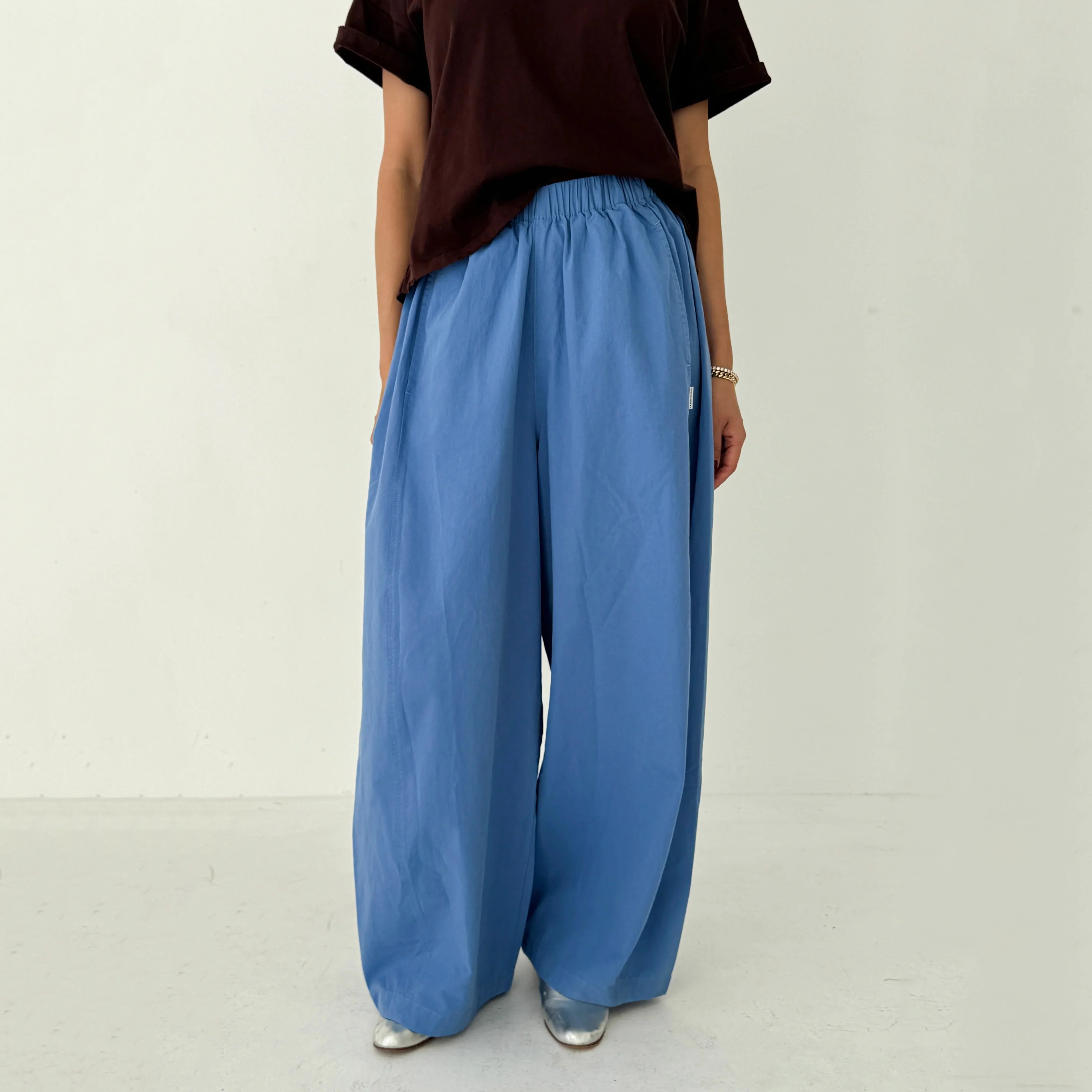 Women's Cotton Parachute Pants - Slate Blue