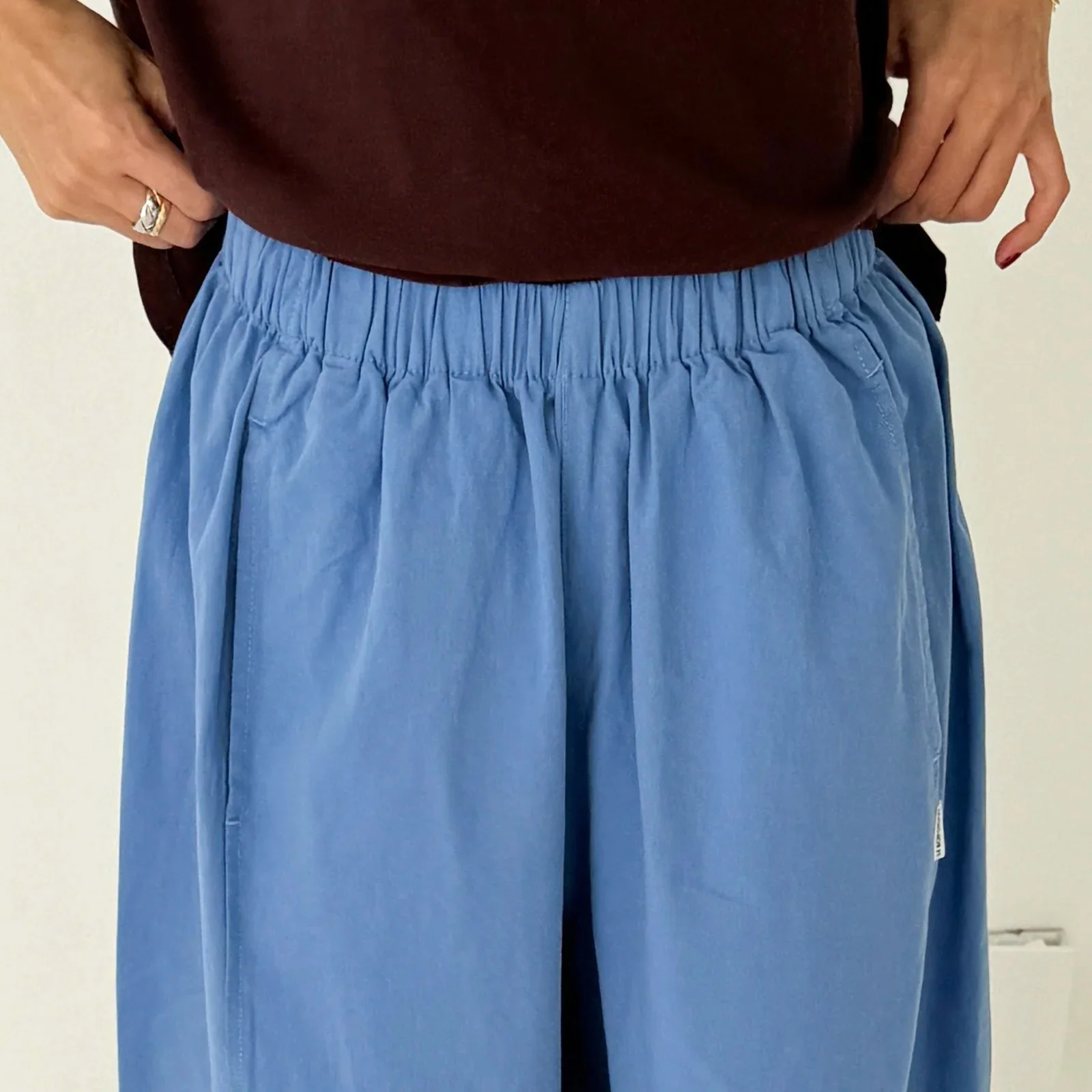 Women's Cotton Parachute Pants - Slate Blue - Image 3