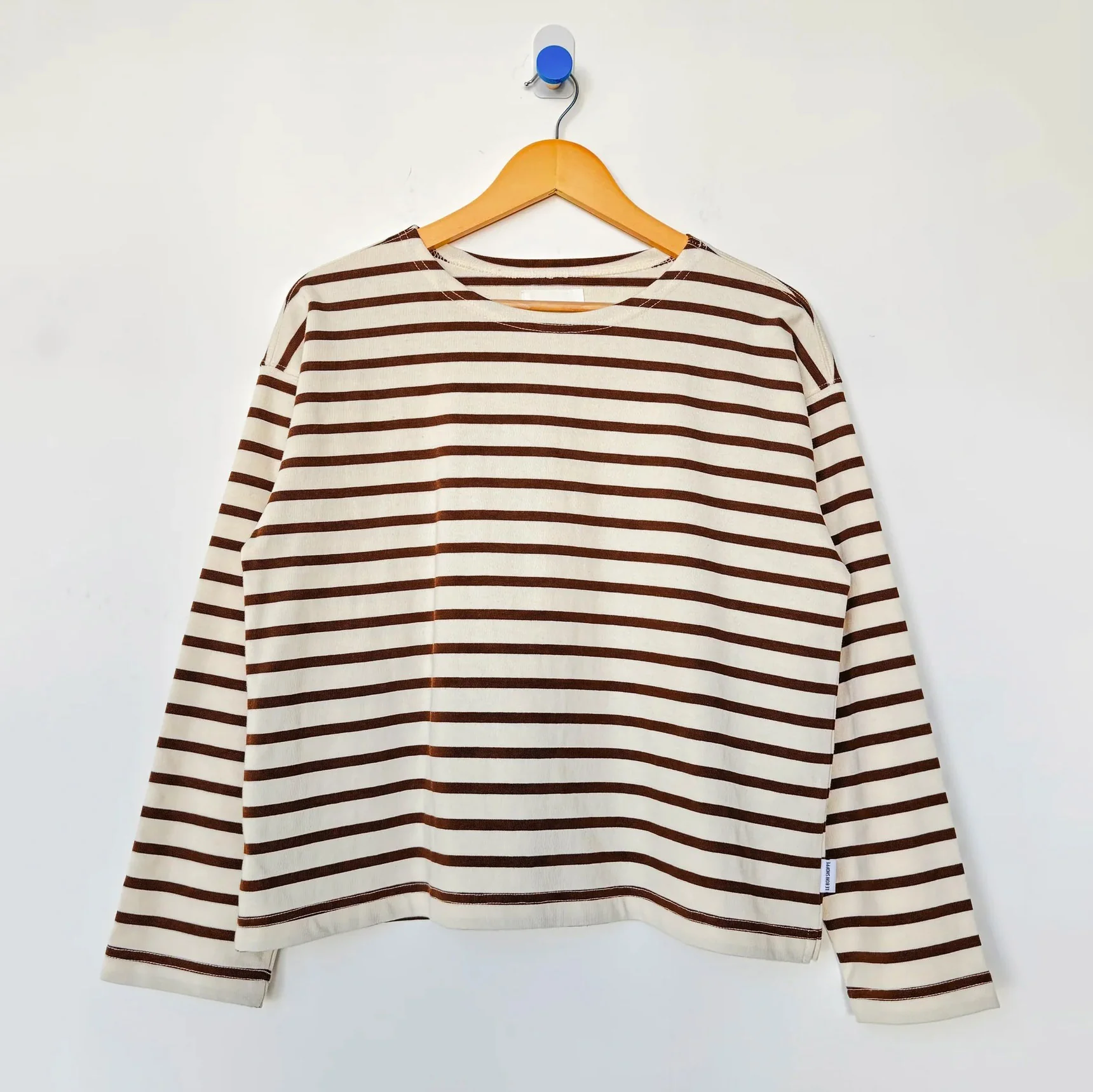 Women's Cotton Sailor Top - Coffee Stripe