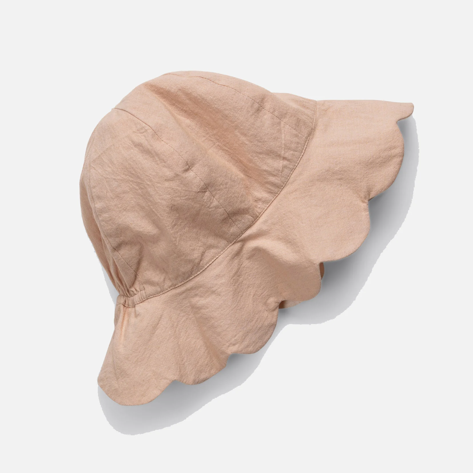 Baby & Kids Cotton Reversible Scalloped Sun Hat - Shell/Powder - Image 2