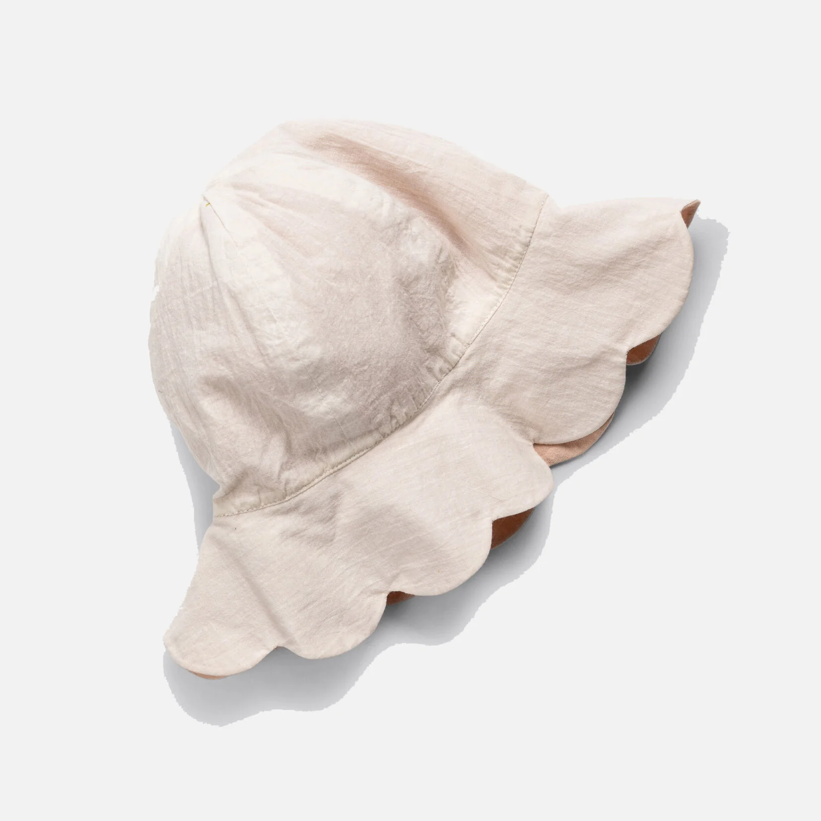 Baby & Kids Cotton Reversible Scalloped Sun Hat - Shell/Powder - Image 3