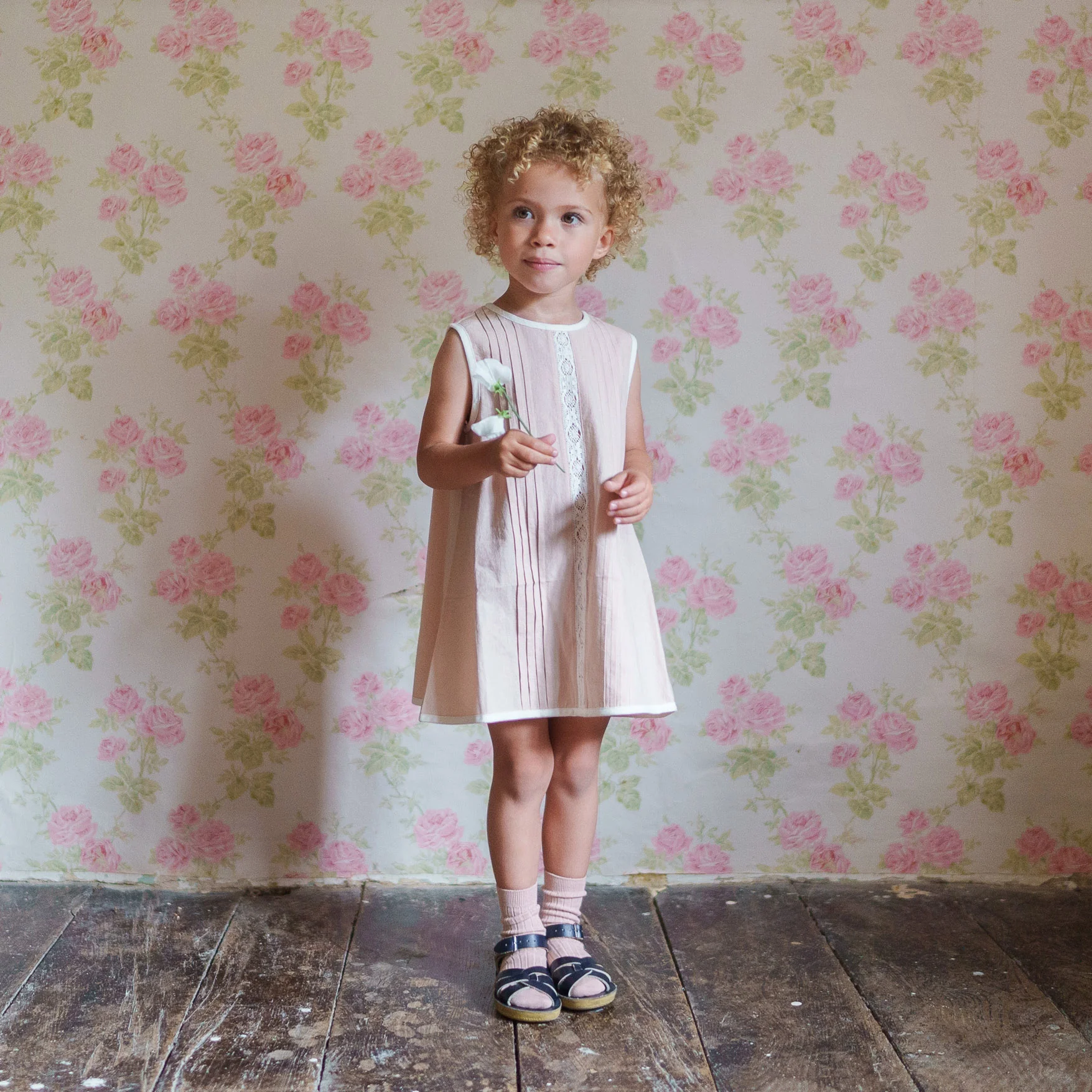 Kids Cotton Hannah Dress - Powder - Image 2