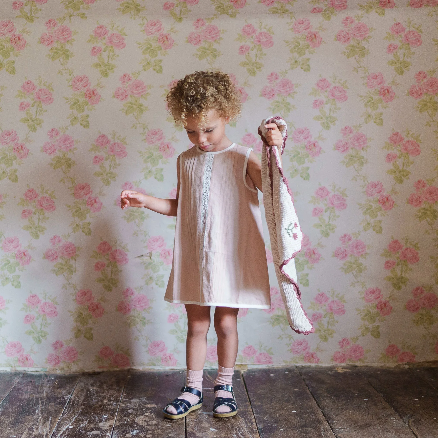 Kids Cotton Hannah Dress - Powder - Image 3