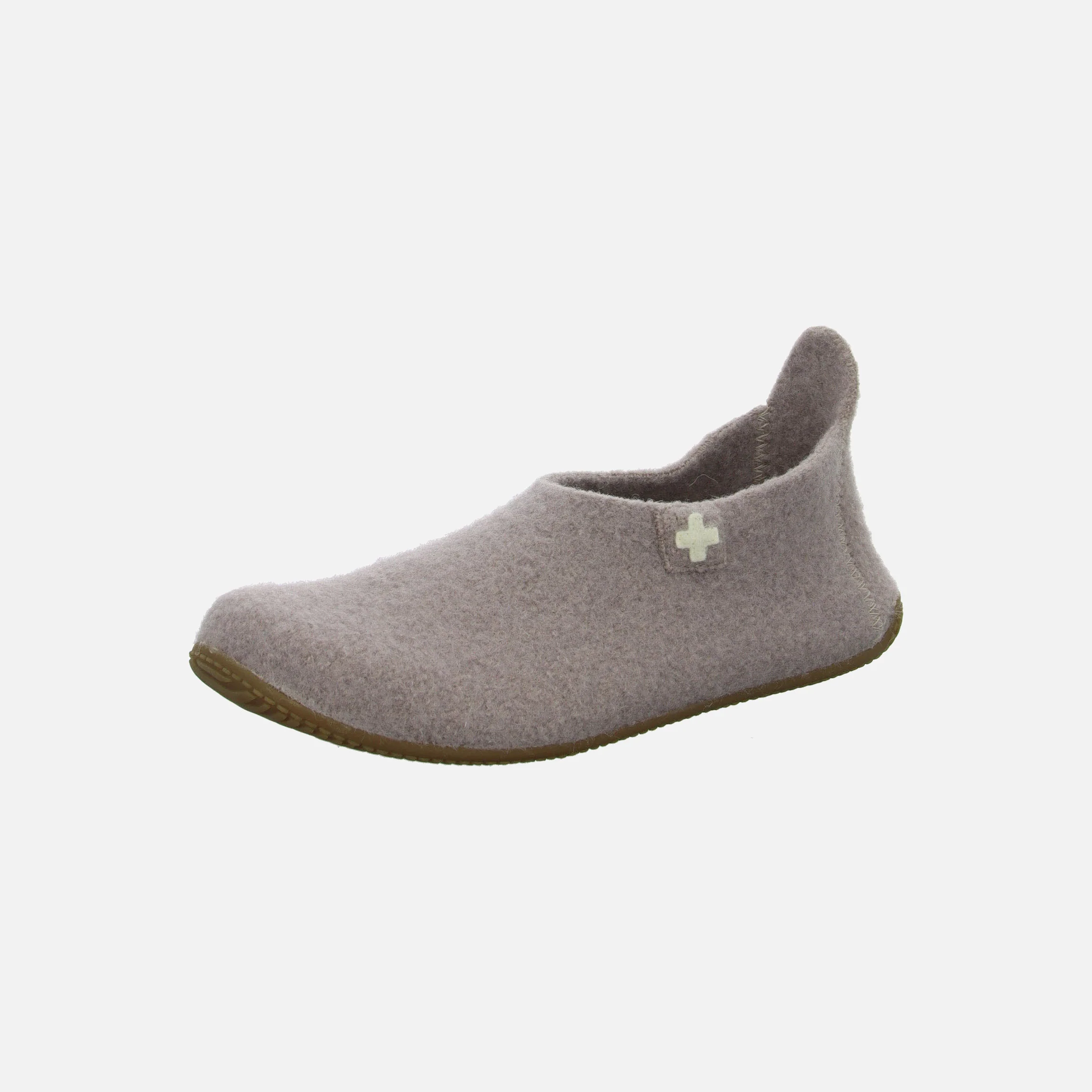Adults Boiled Wool Swiss Cross Slipper Shoe - Clay - Image 4