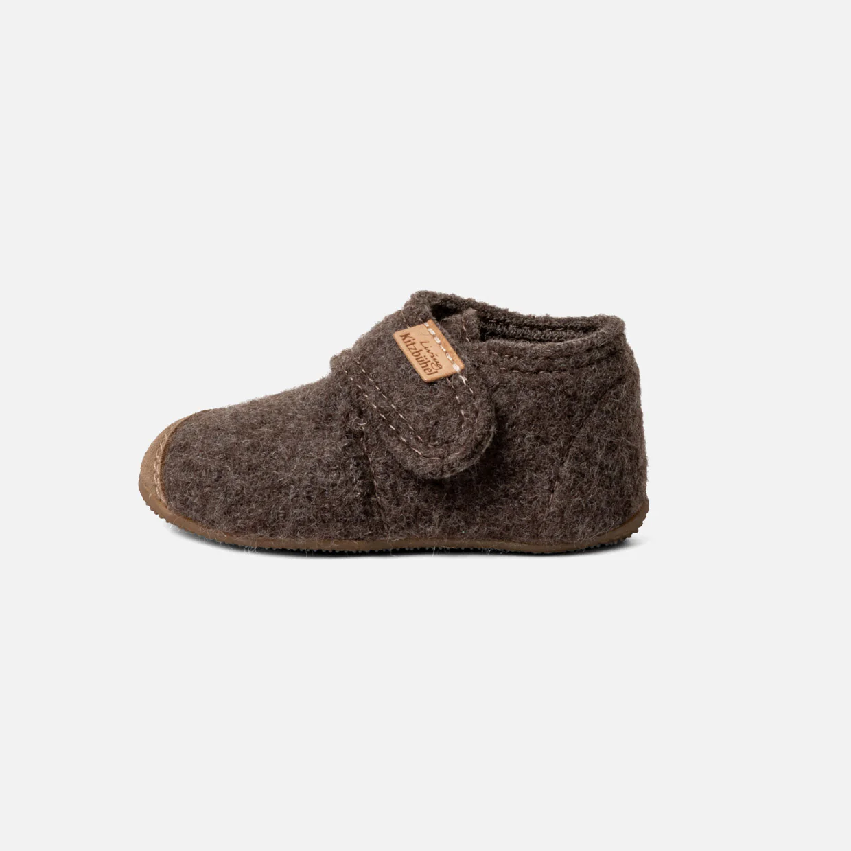 Toddlers Boiled Wool Toe Cap Slipper Shoe - Light Brown Melange - Image 3