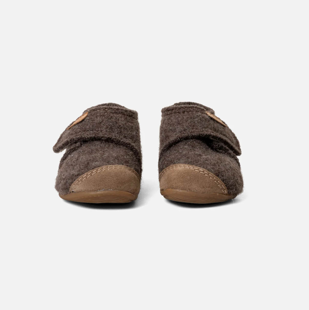 Toddlers Boiled Wool Toe Cap Slipper Shoe - Light Brown Melange - Image 4