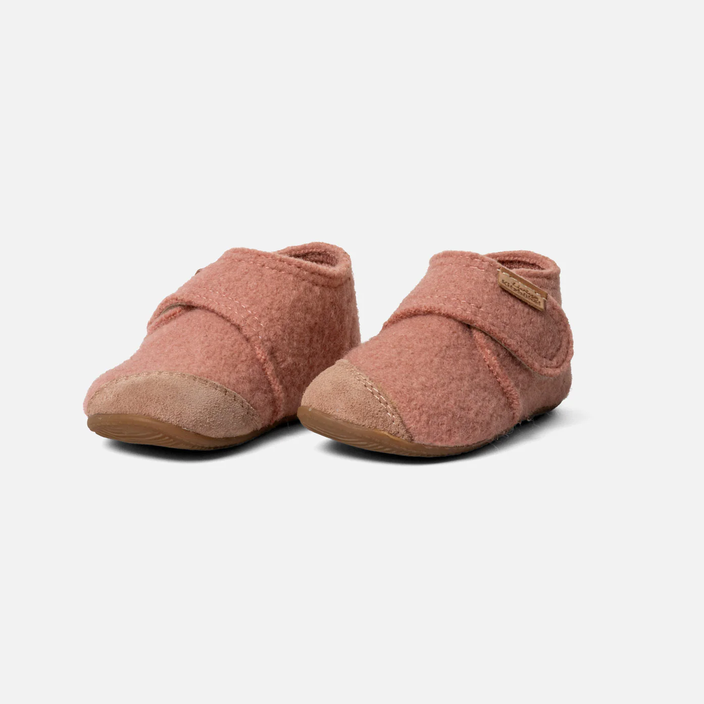 Toddlers Boiled Wool Toe Cap Slipper Shoe - Peach - Image 2