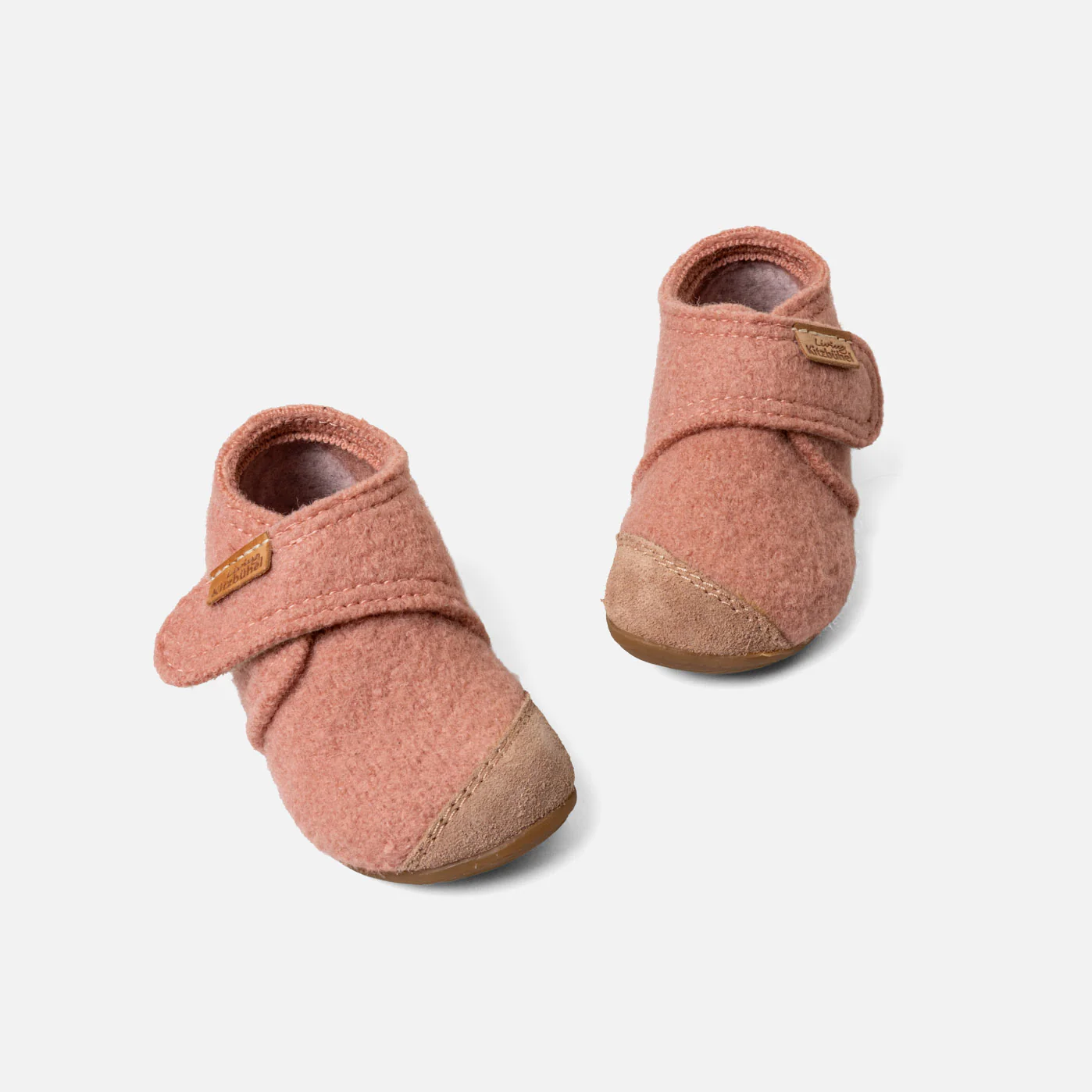 Toddlers Boiled Wool Toe Cap Slipper Shoe - Peach - Image 3