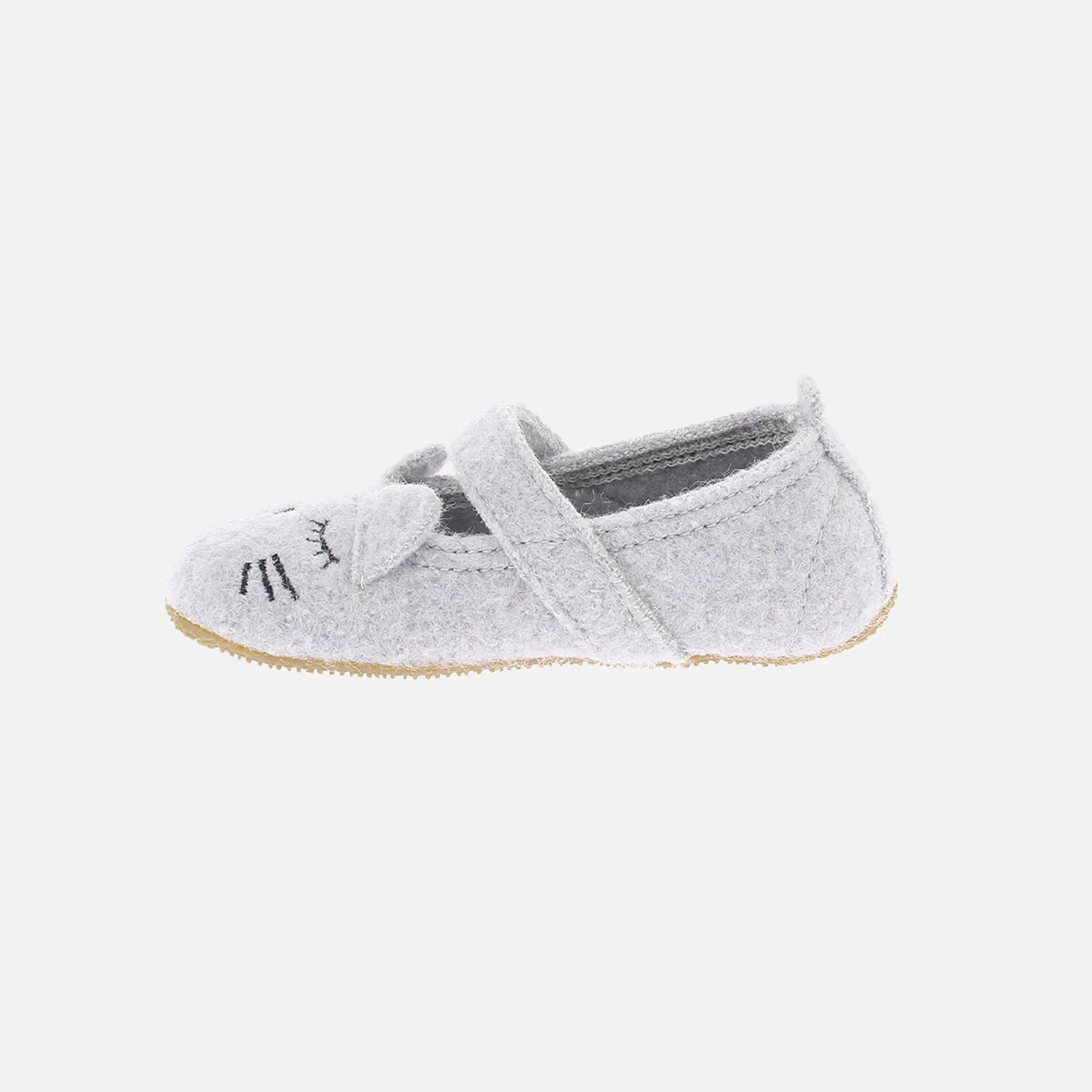 Kids Boiled Wool Ballerina Slipper Shoe - Light Grey Kitten - Image 3