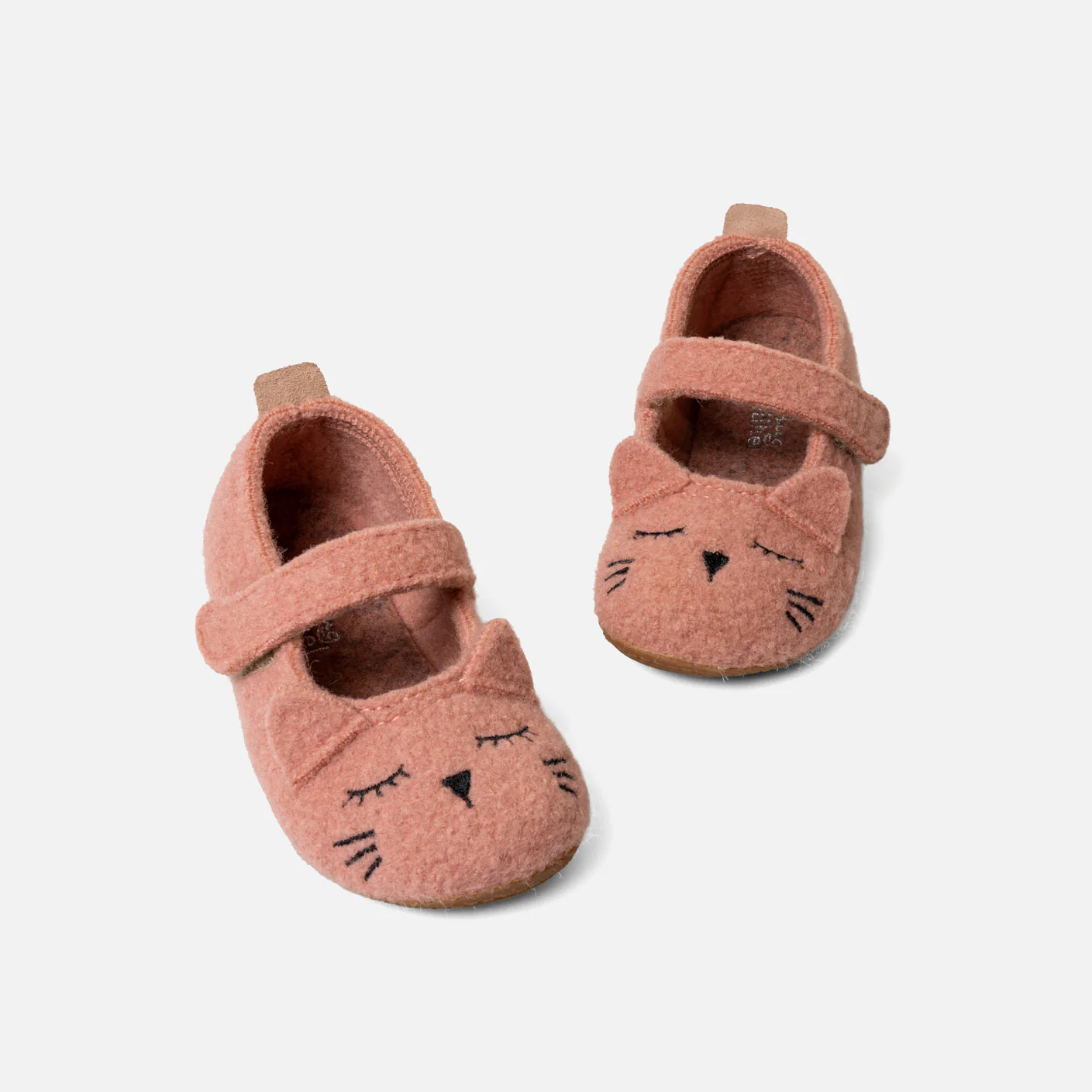 Kids Boiled Wool Ballerina Slipper Shoe - Peach Kitten - Image 2