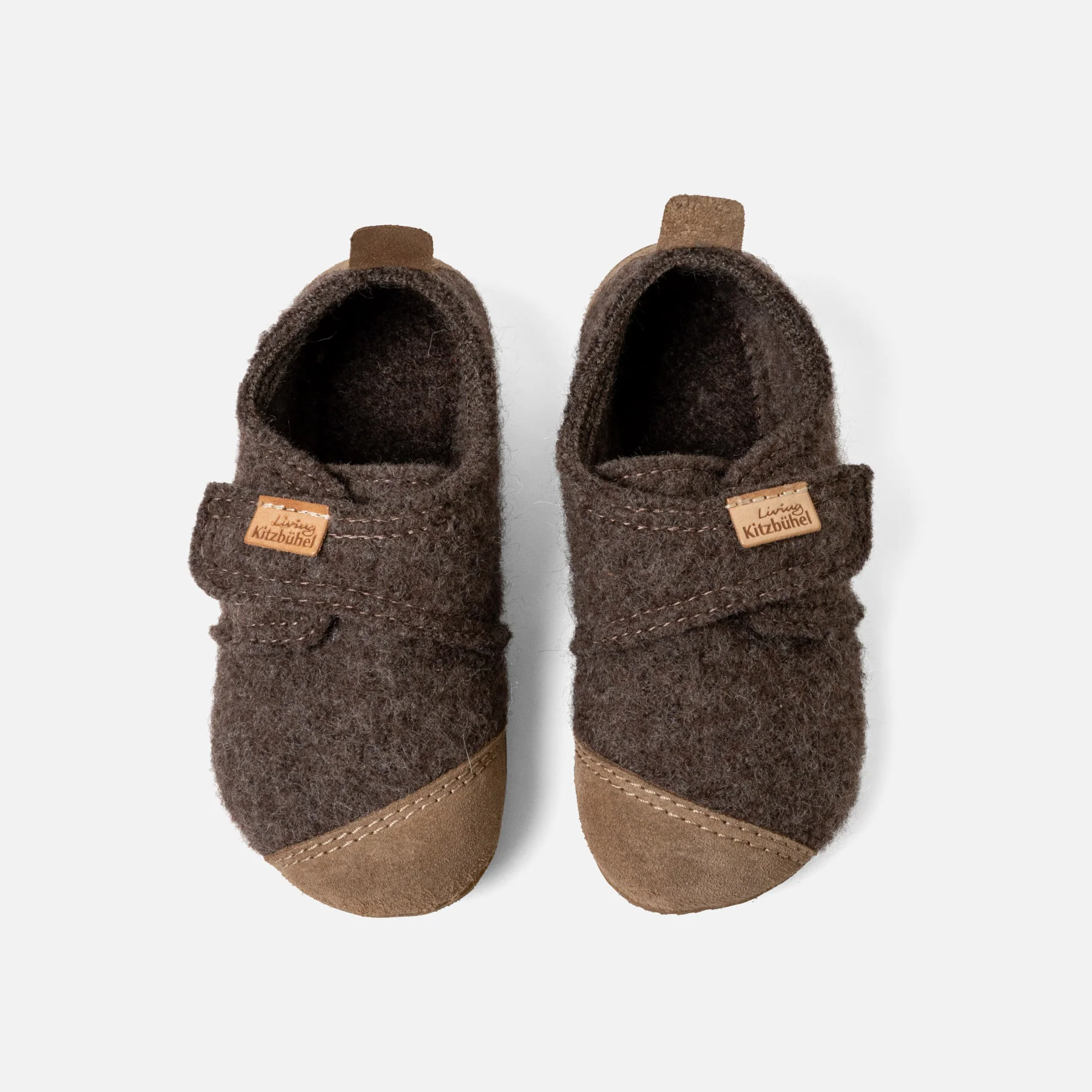 Kids Boiled Wool Toe Cap Slipper Shoe - Light Brown Melange