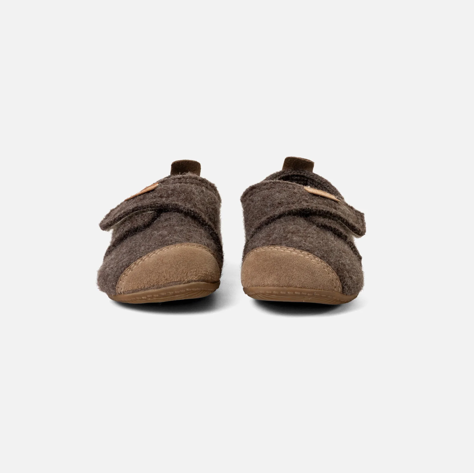 Kids Boiled Wool Toe Cap Slipper Shoe - Light Brown Melange - Image 4