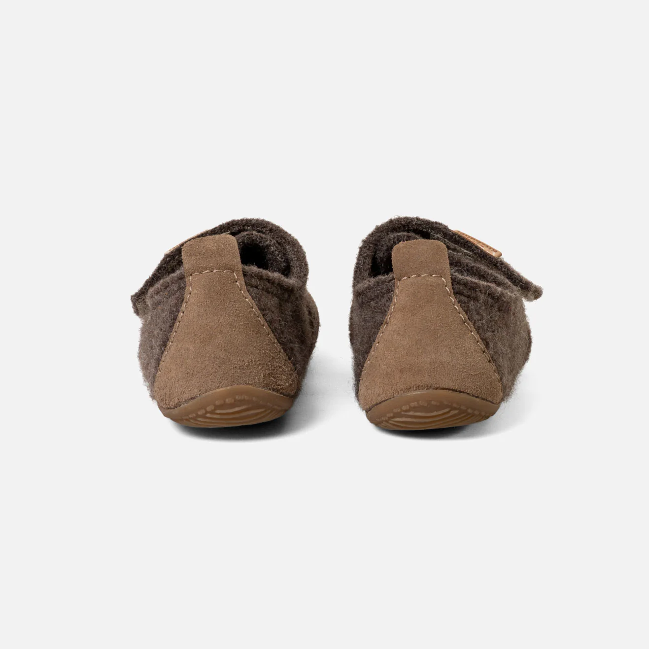 Kids Boiled Wool Toe Cap Slipper Shoe - Light Brown Melange - Image 5
