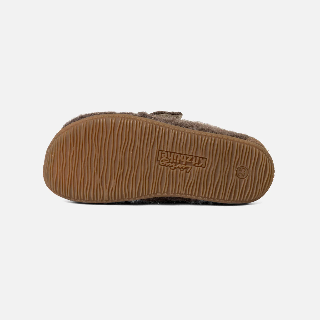 Kids Boiled Wool Toe Cap Slipper Shoe - Light Brown Melange - Image 6