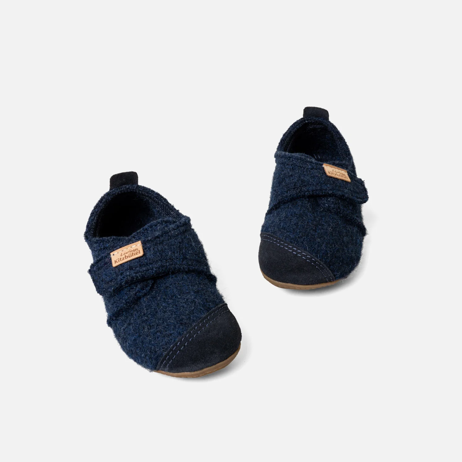 Kids Boiled Wool Toe Cap Slipper Shoe - Night Blue - Image 2