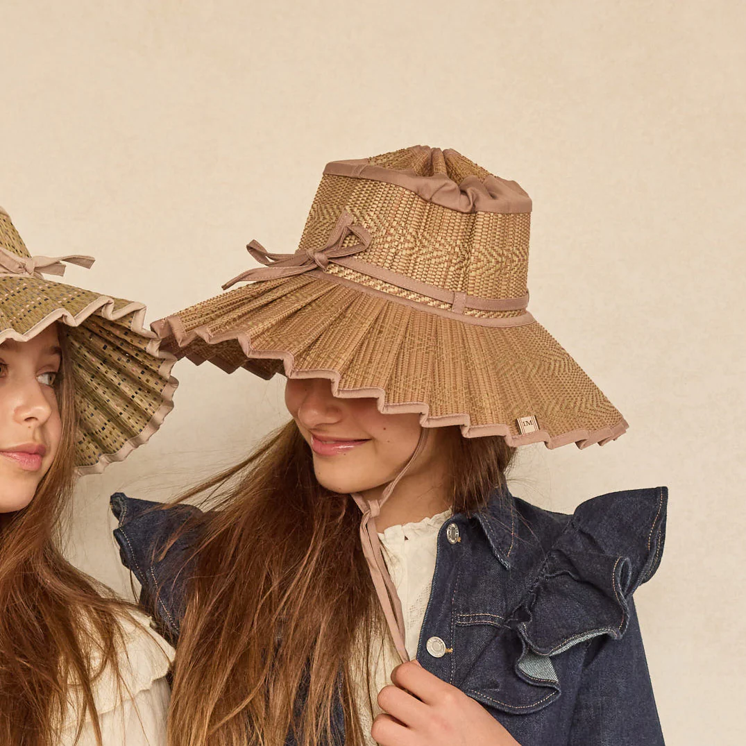 Baby & Kids Hand Woven Natural Grass Capri Hat - Flores Bungalow - Image 12