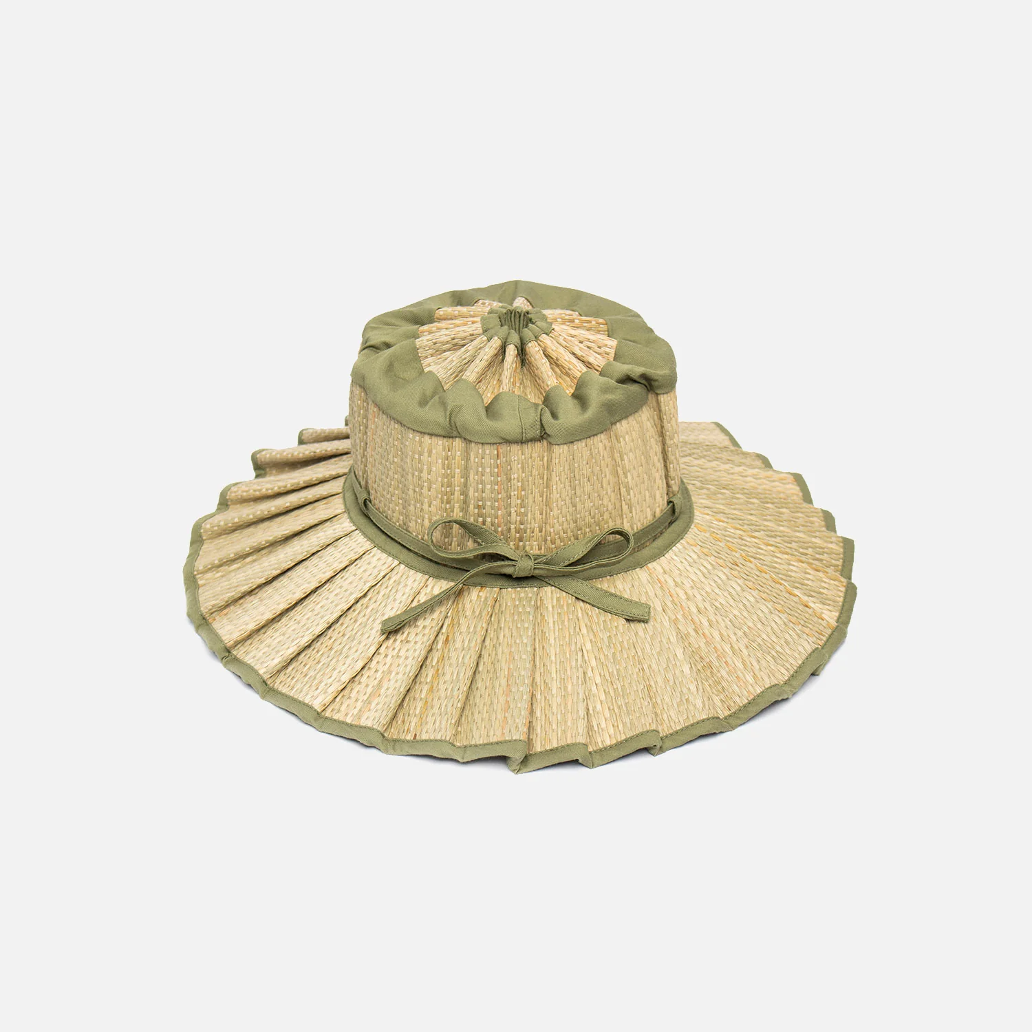 Baby & Kids Hand Woven Natural Grass Capri Hat - Olive Grove - Image 2