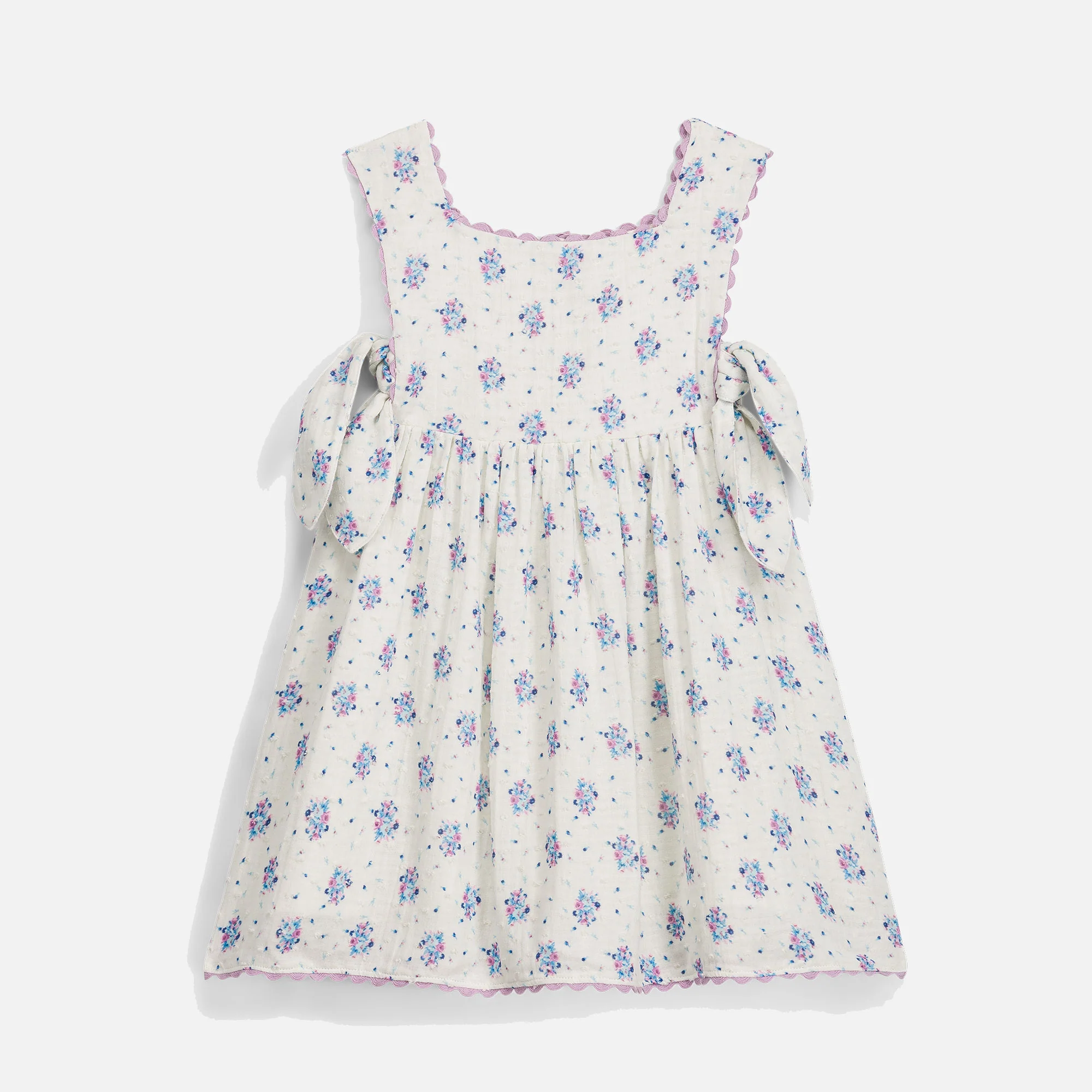 Kids Cotton Aloisa Dress - Cream Flower Dunes - Image 2