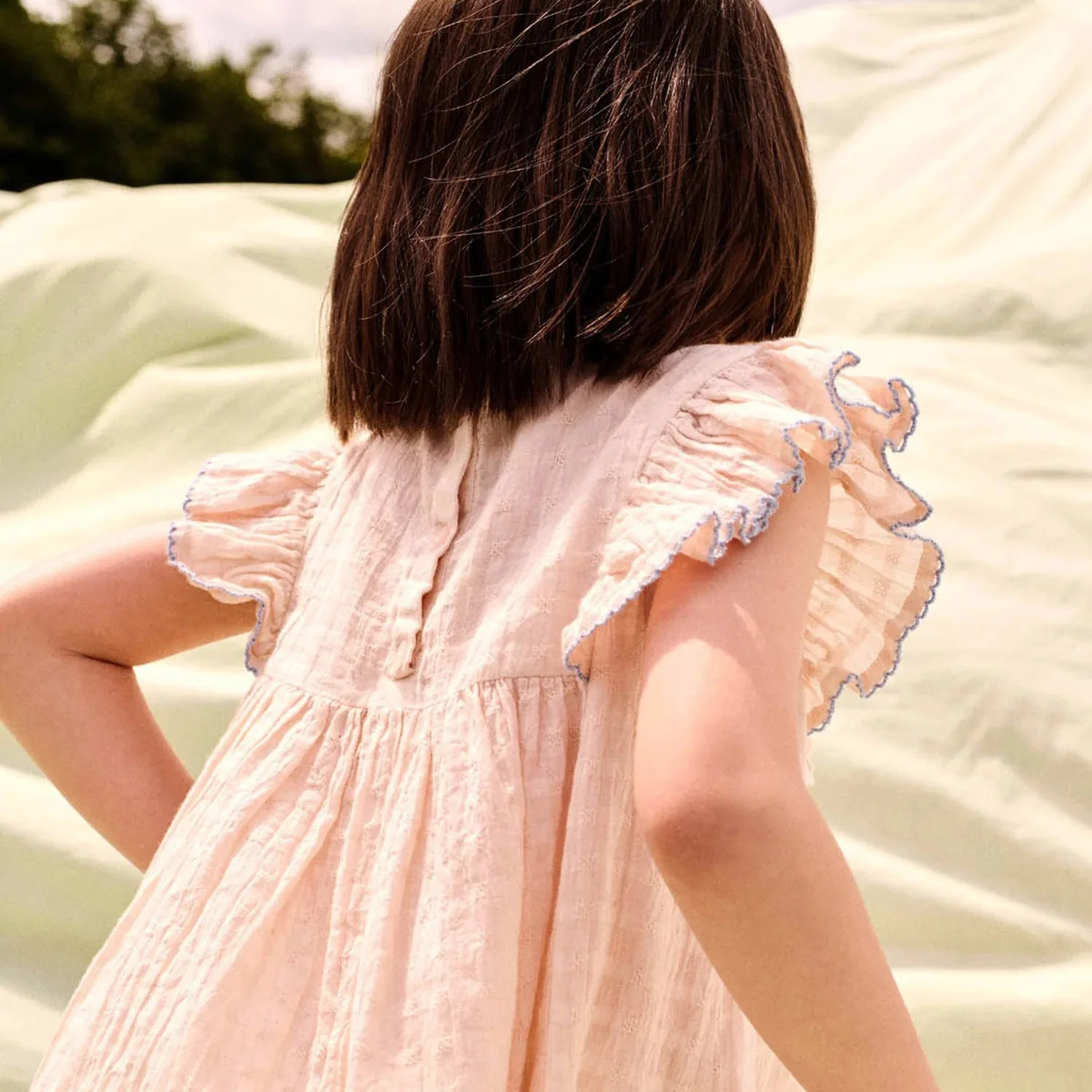 Kids Cotton Aurelina Dress - Cream - Image 3