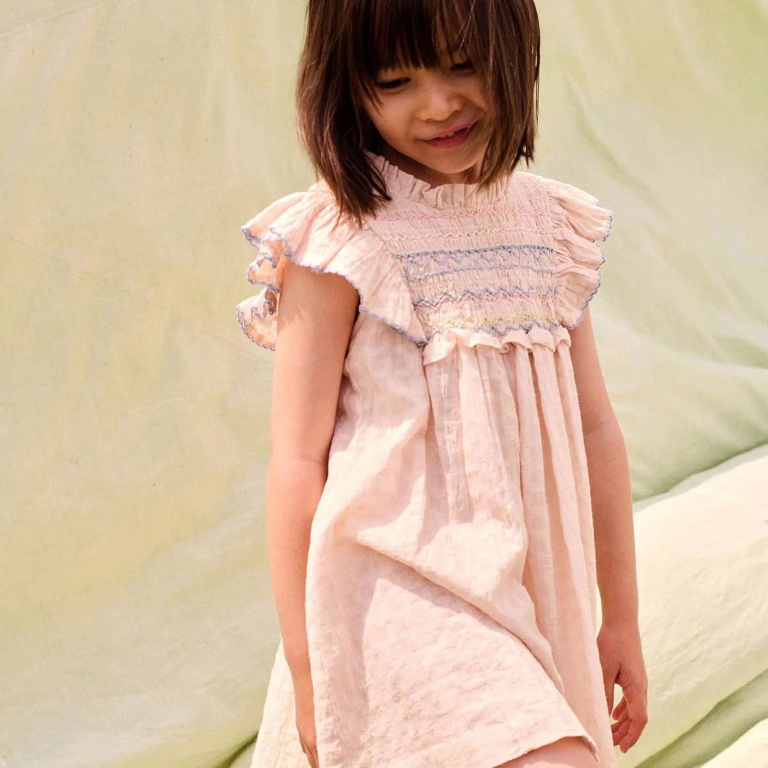 Kids Cotton Aurelina Dress - Cream - Image 4