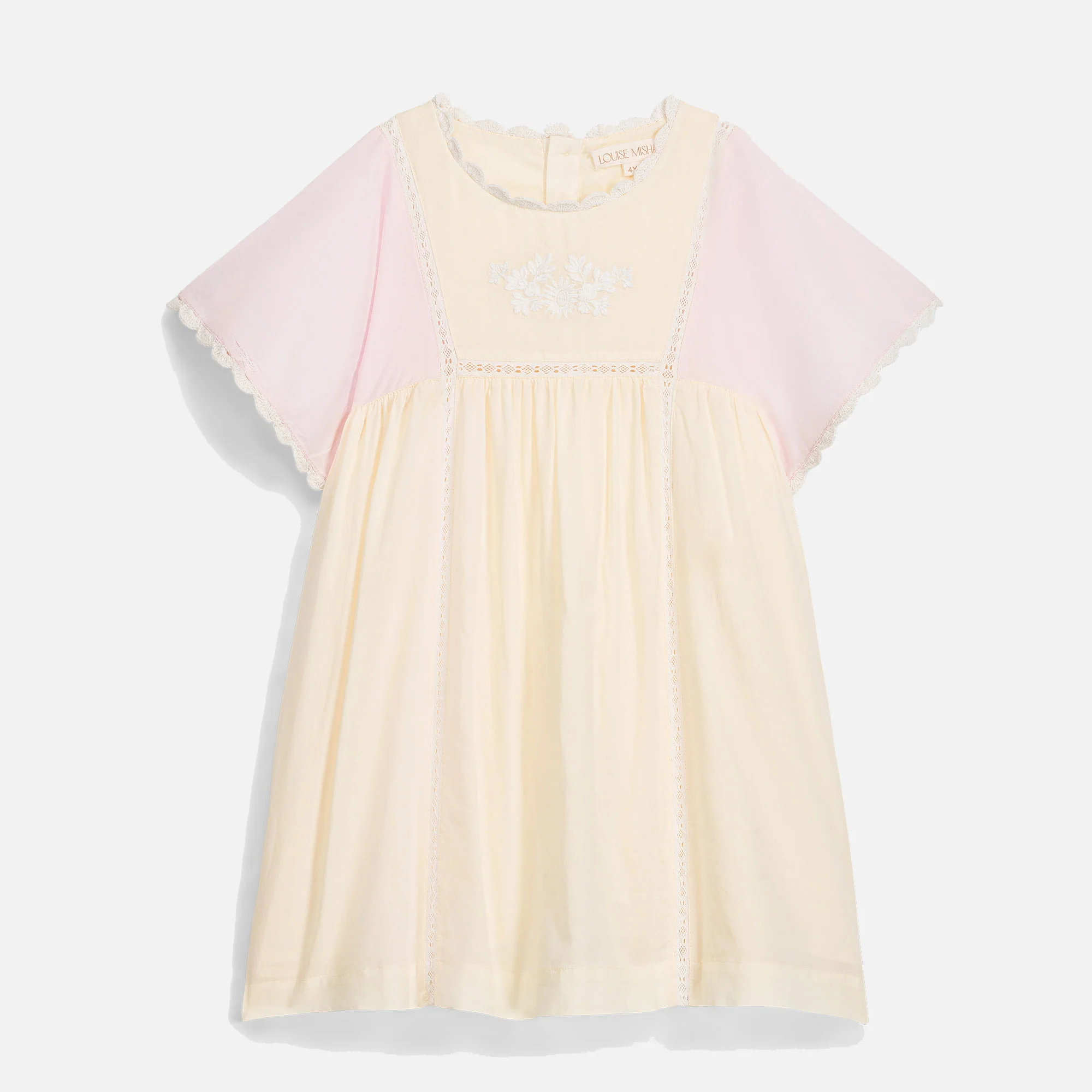 Kids Cotton Aurora Dress - Pink & Yellow - Image 2