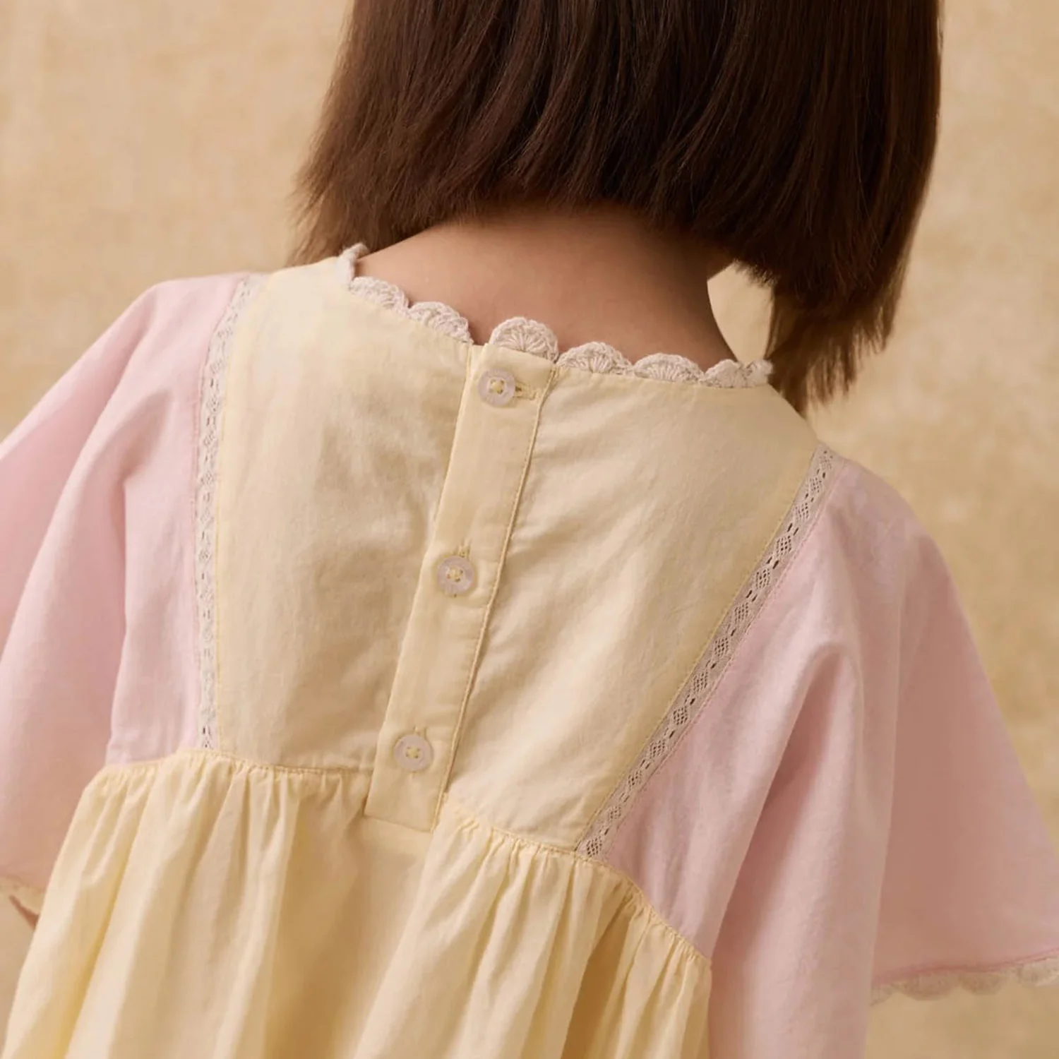 Kids Cotton Aurora Dress - Pink & Yellow - Image 3