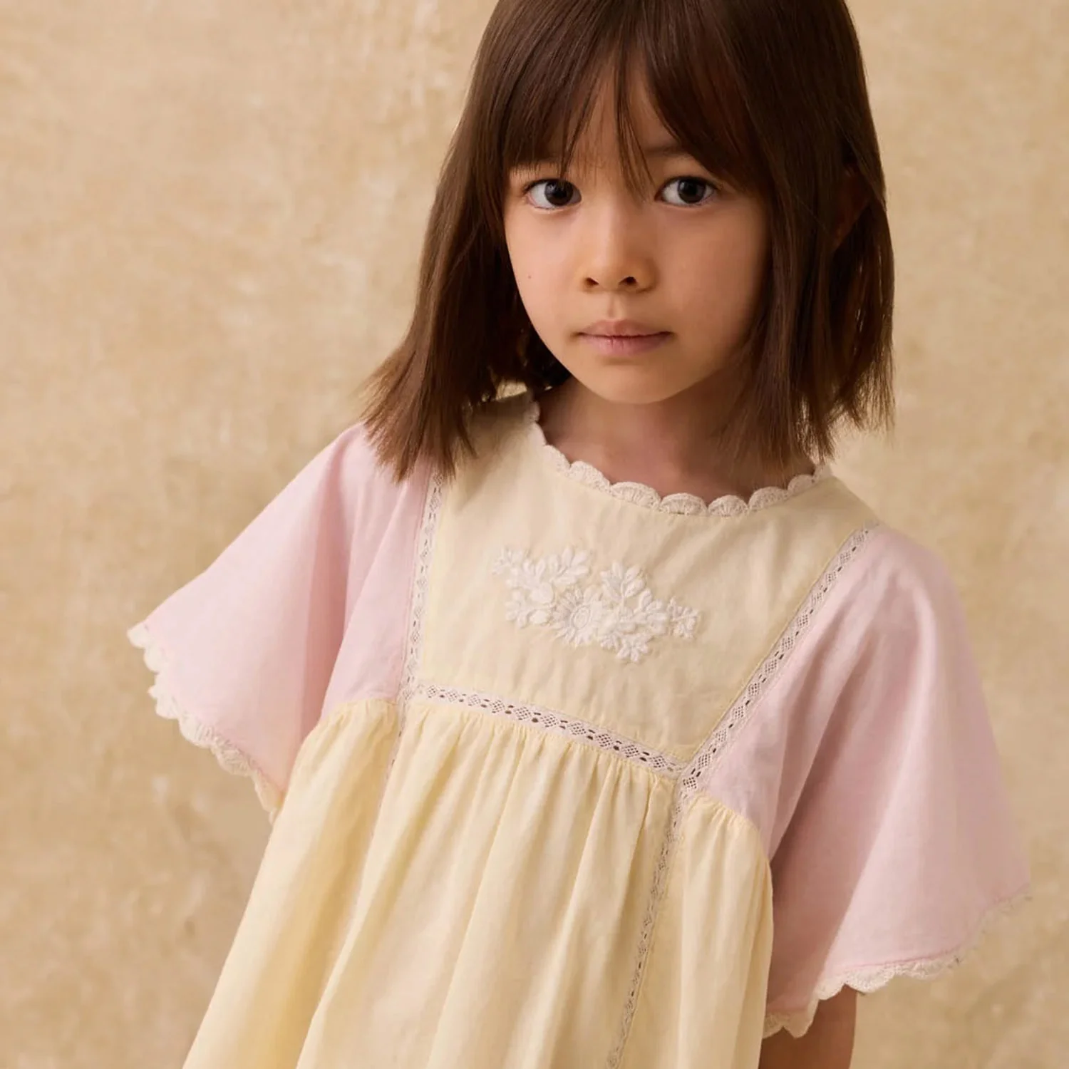 Kids Cotton Aurora Dress - Pink & Yellow - Image 5