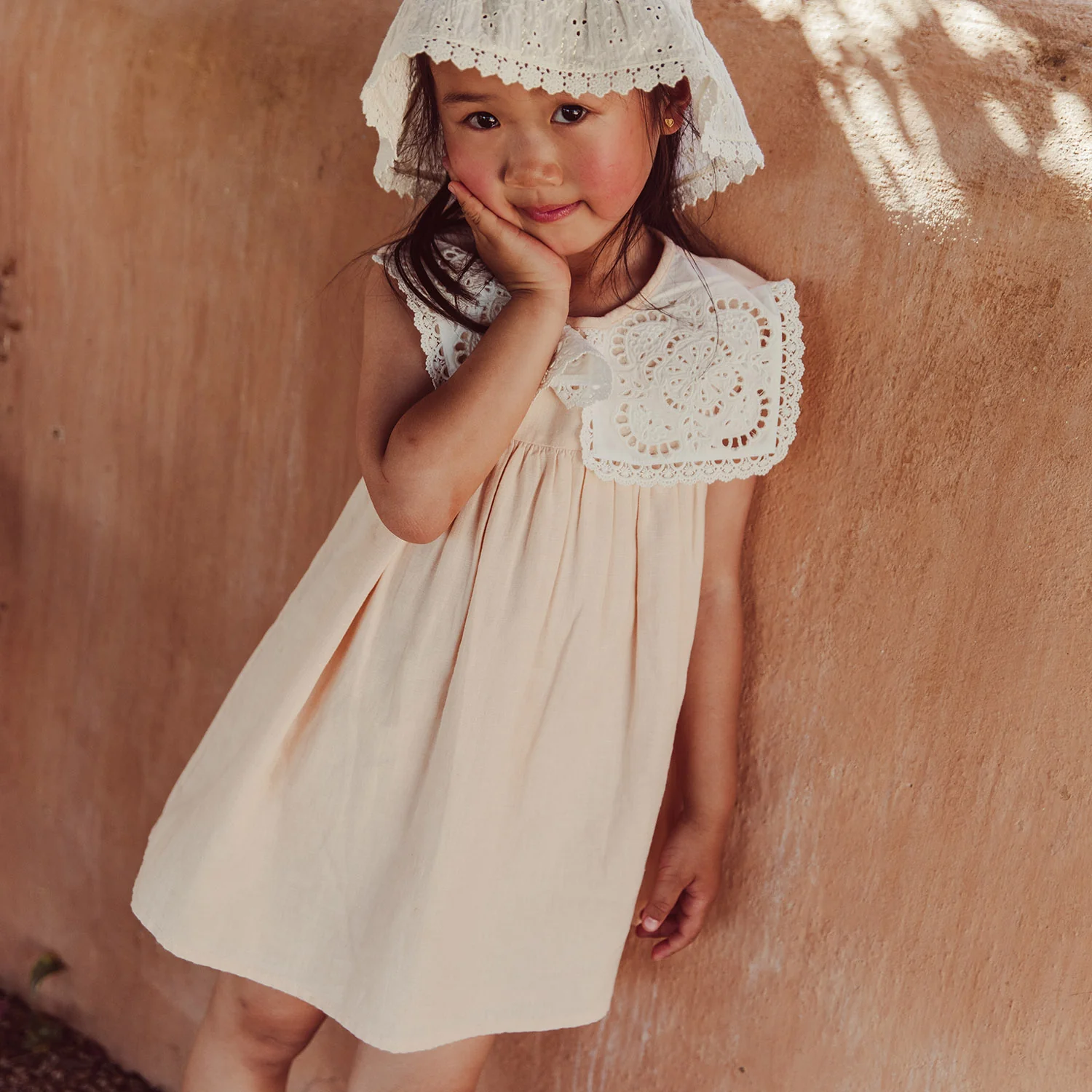 Kids Cotton/Linen Warie Dress - Blush - Image 3