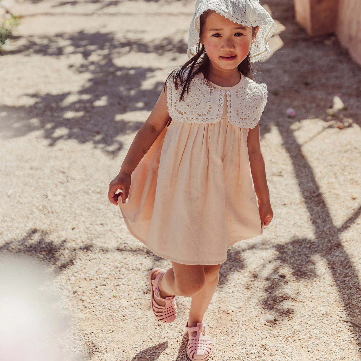 Kids Cotton/Linen Warie Dress - Blush - Image 6