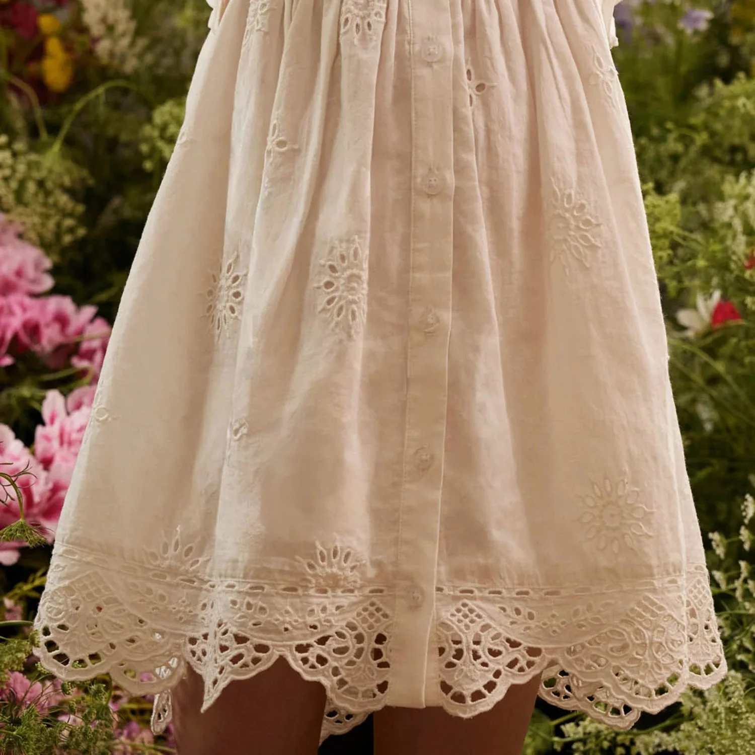 Kids Cotton Mia Dress - Off White Schiffli - Image 5