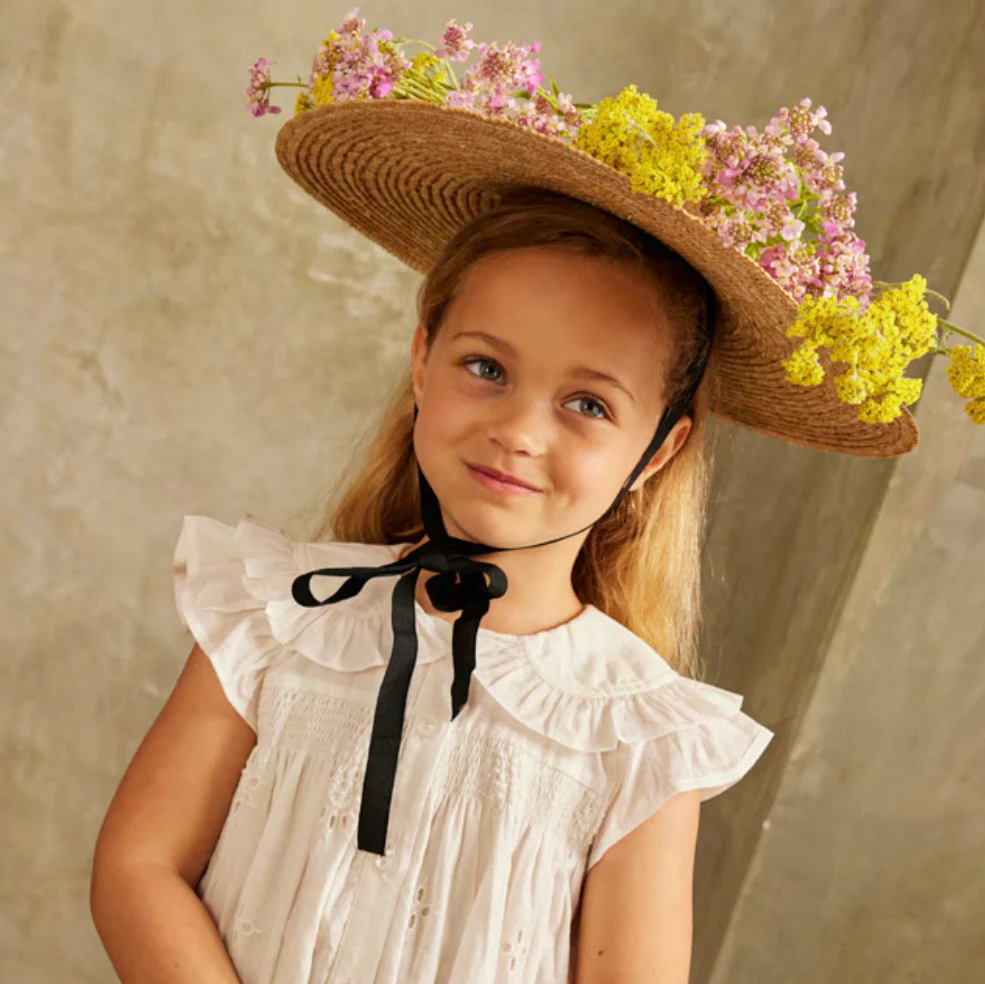 Kids Cotton Mia Dress - Off White Schiffli - Image 7