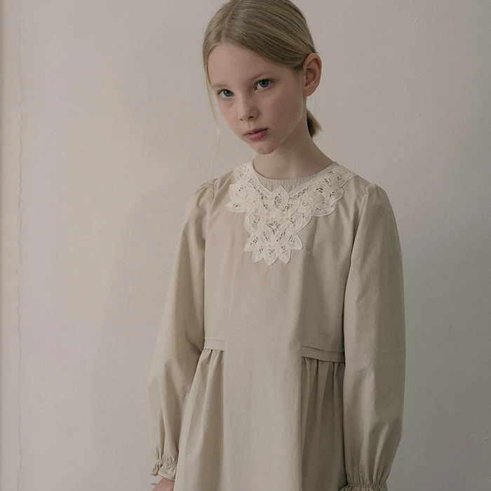 Kids Cotton Brenna Dress - Beige - Image 10