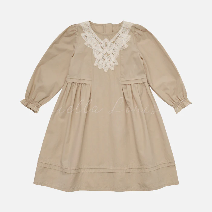 Kids Cotton Brenna Dress - Beige - Image 4