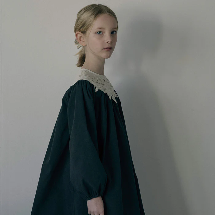 Kids Cotton Corduroy Grandis Dress - Charcoal - Image 2