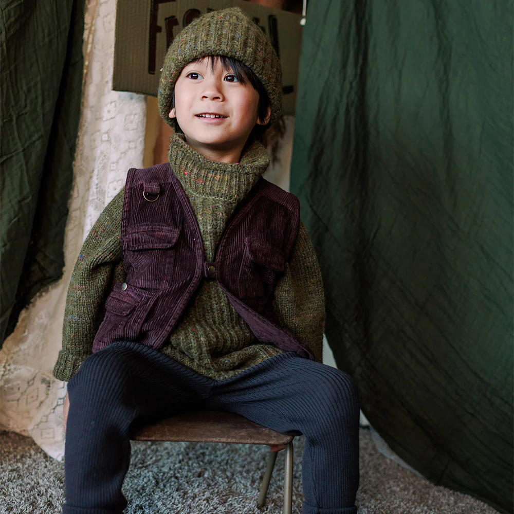 Kids Alpaca/Merino Wool/Cotton Moya Beanie - Nettle - Image 3
