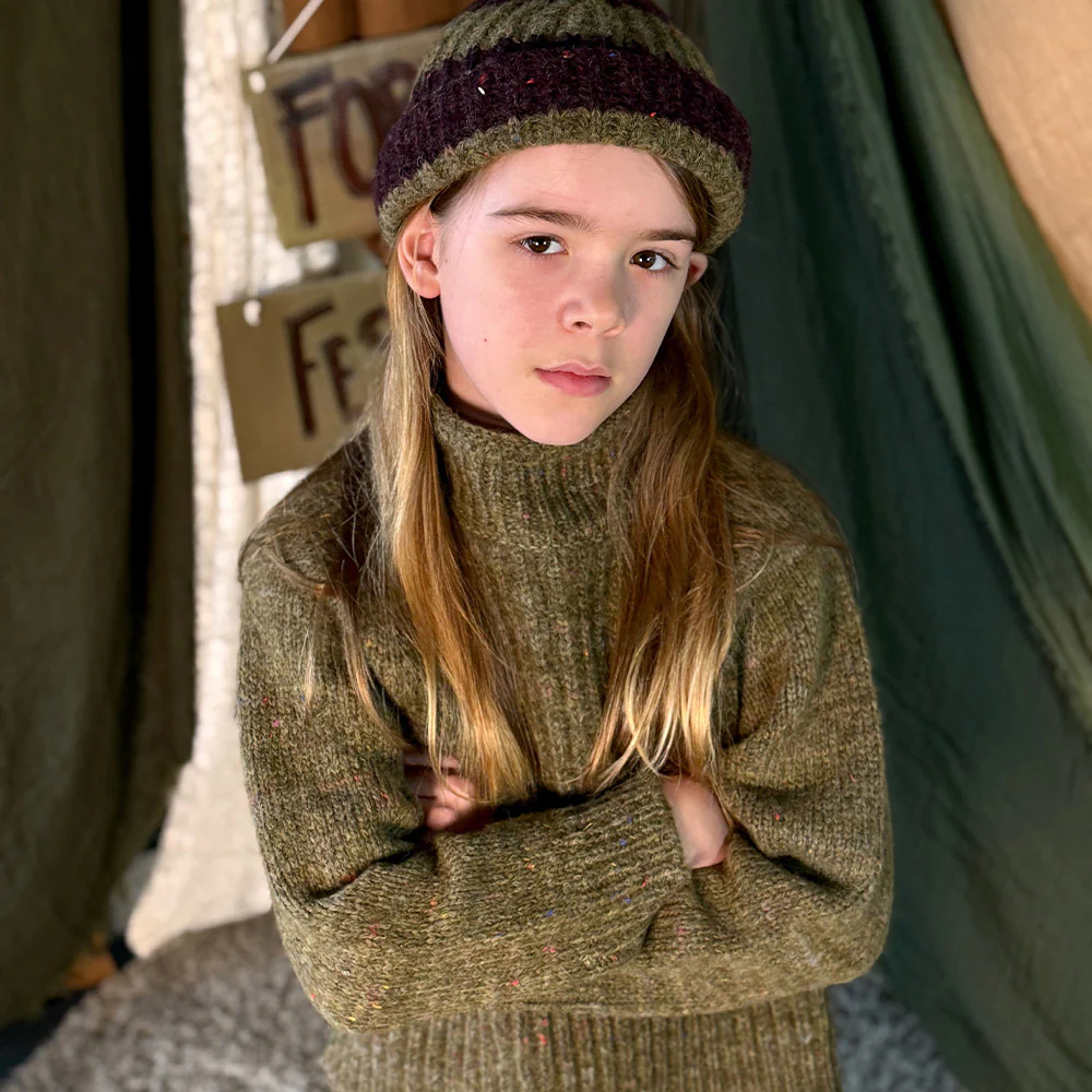 Kids Alpaca/Merino Wool/Cotton Moya Pullover - Nettle - Image 3