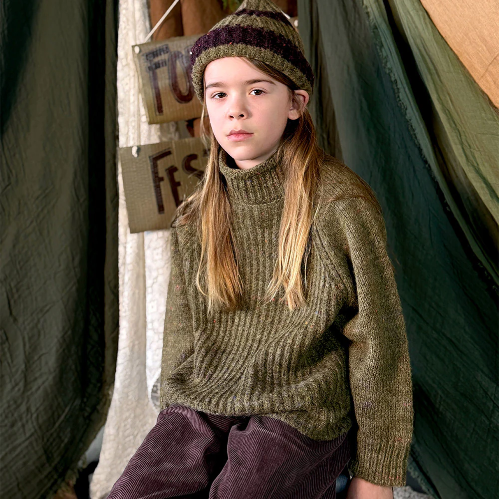 Kids Alpaca/Merino Wool/Cotton Moya Pullover - Nettle - Image 4