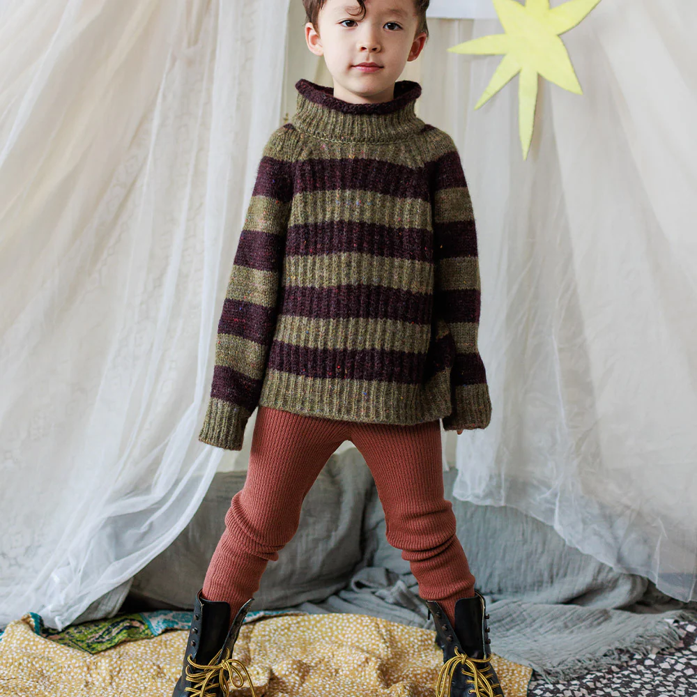 Baby & Kids Merino Wool Skinny Rib Leggings - Sandalwood - Image 2
