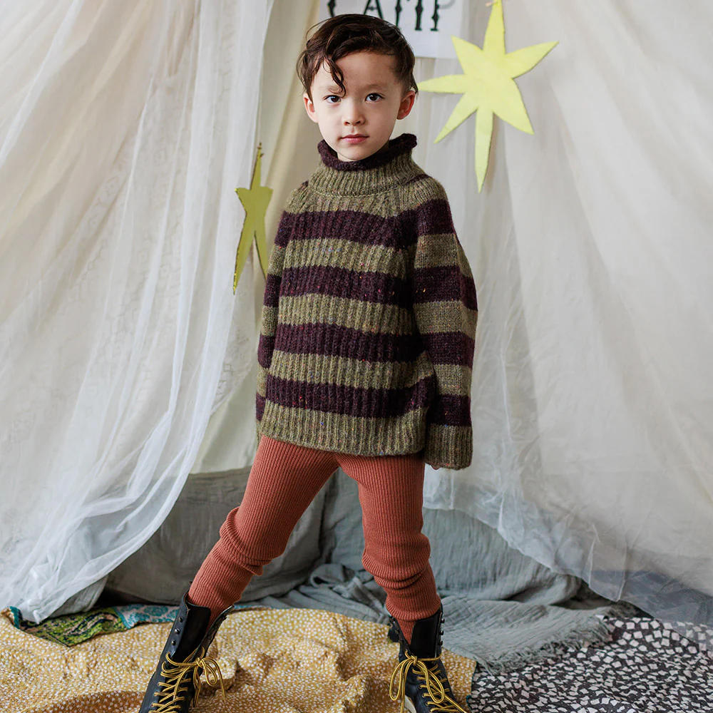 Baby & Kids Merino Wool Skinny Rib Leggings - Sandalwood - Image 3