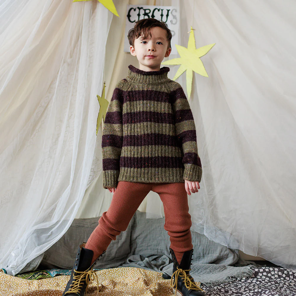 Baby & Kids Merino Wool Skinny Rib Leggings - Sandalwood - Image 4
