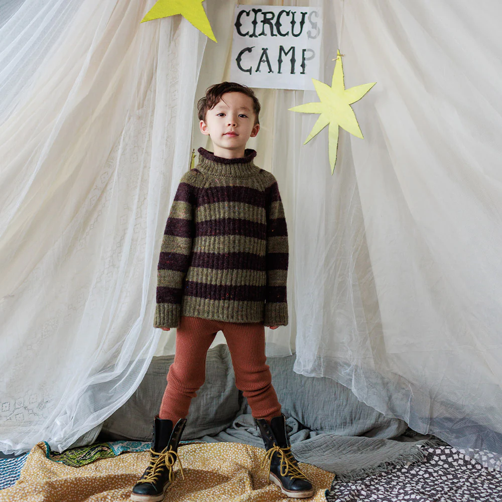 Baby & Kids Merino Wool Skinny Rib Leggings - Sandalwood - Image 5